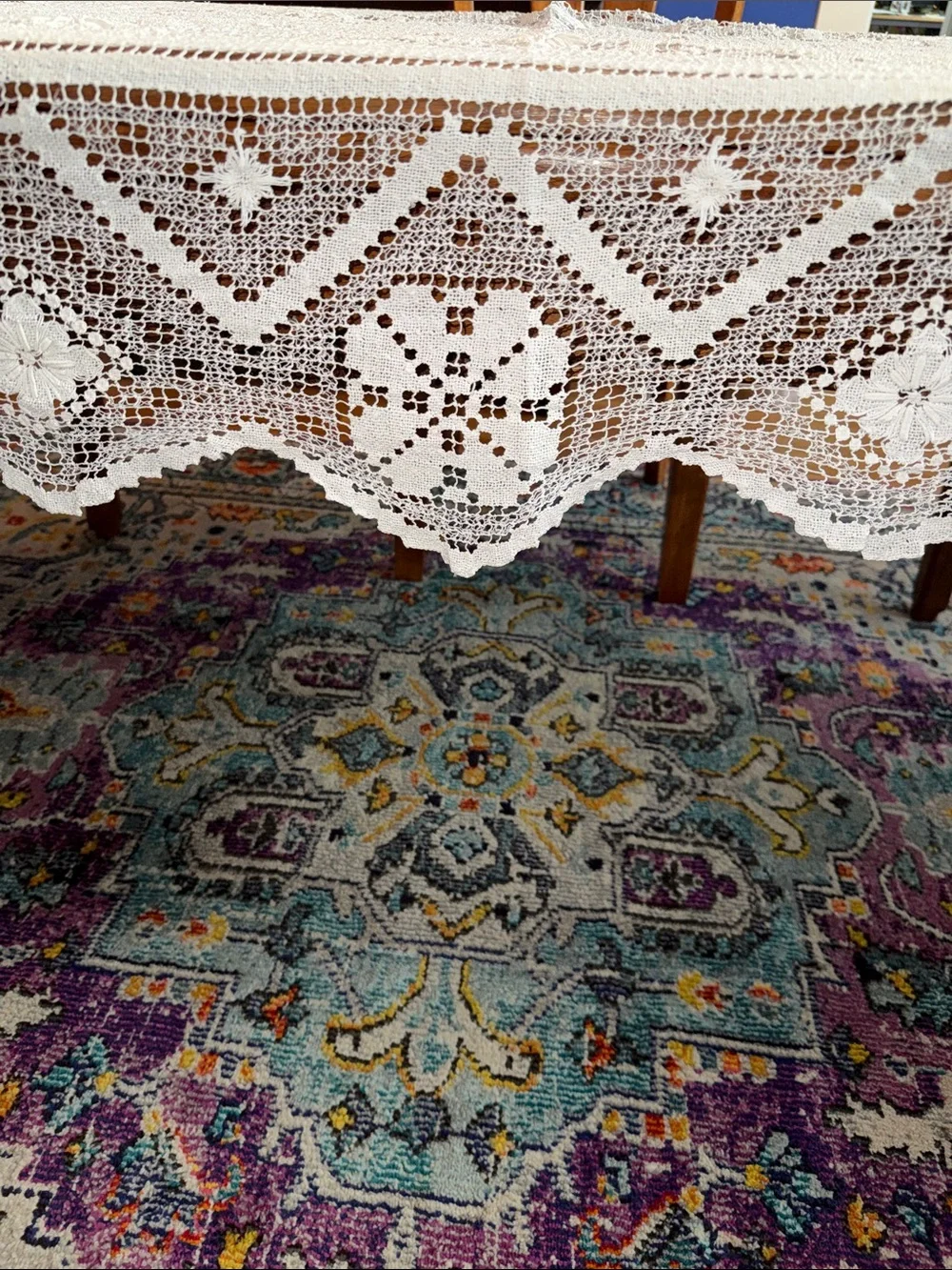Antique lace tablecloth